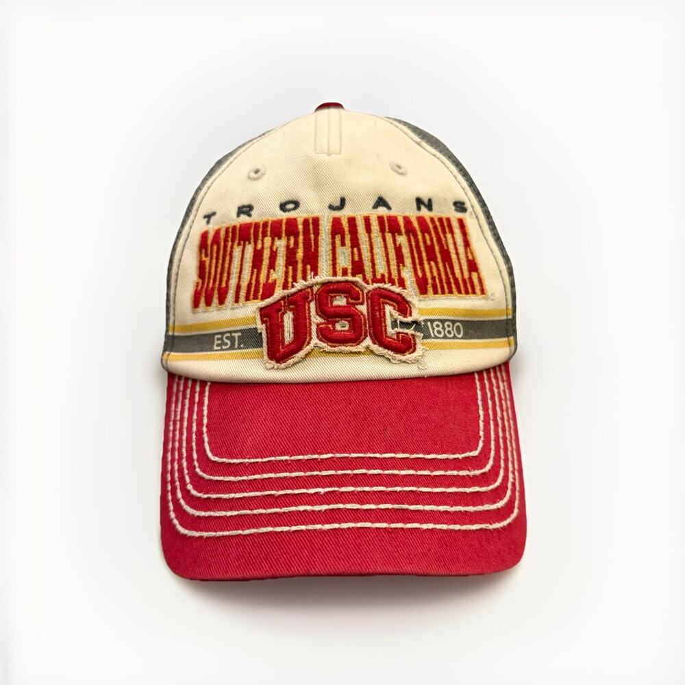 Vintage USC Trojans Est 1880 Mens Red White SnapBack Trucker Mesh Hat Sample